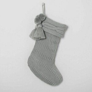 Lot of 4 Hearth & Hand Gray Chunky Knitted Christmas Stockings